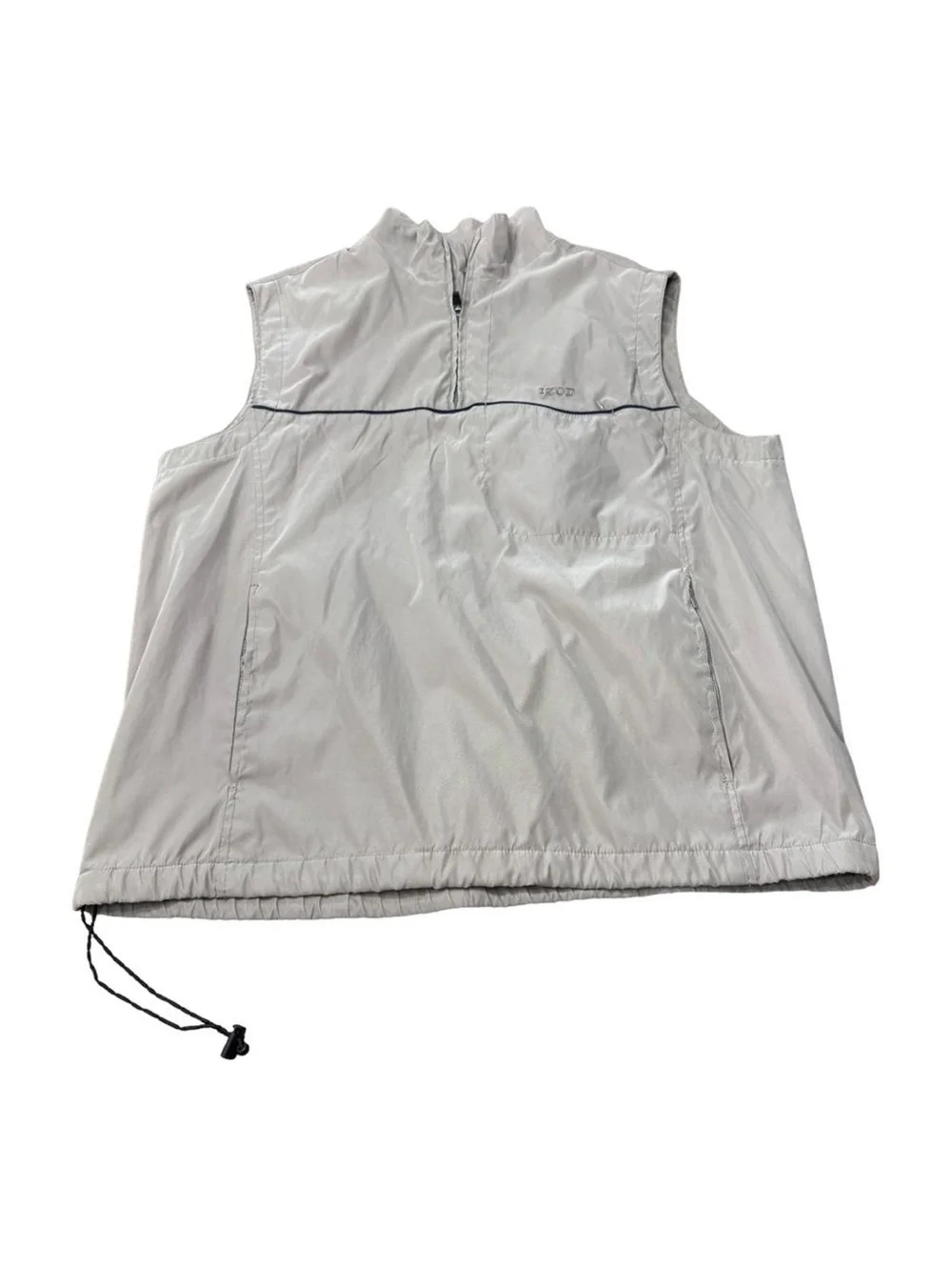 . Izod Pullover Sleeveless Golf 3/4 Zip Jacket Windbreaker Khaki Men’s Size L